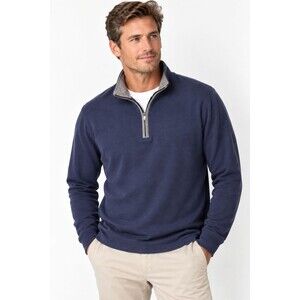 The Normal Brand Quarter Zip Pullover Blue Size Medium Men's Preppy Academia